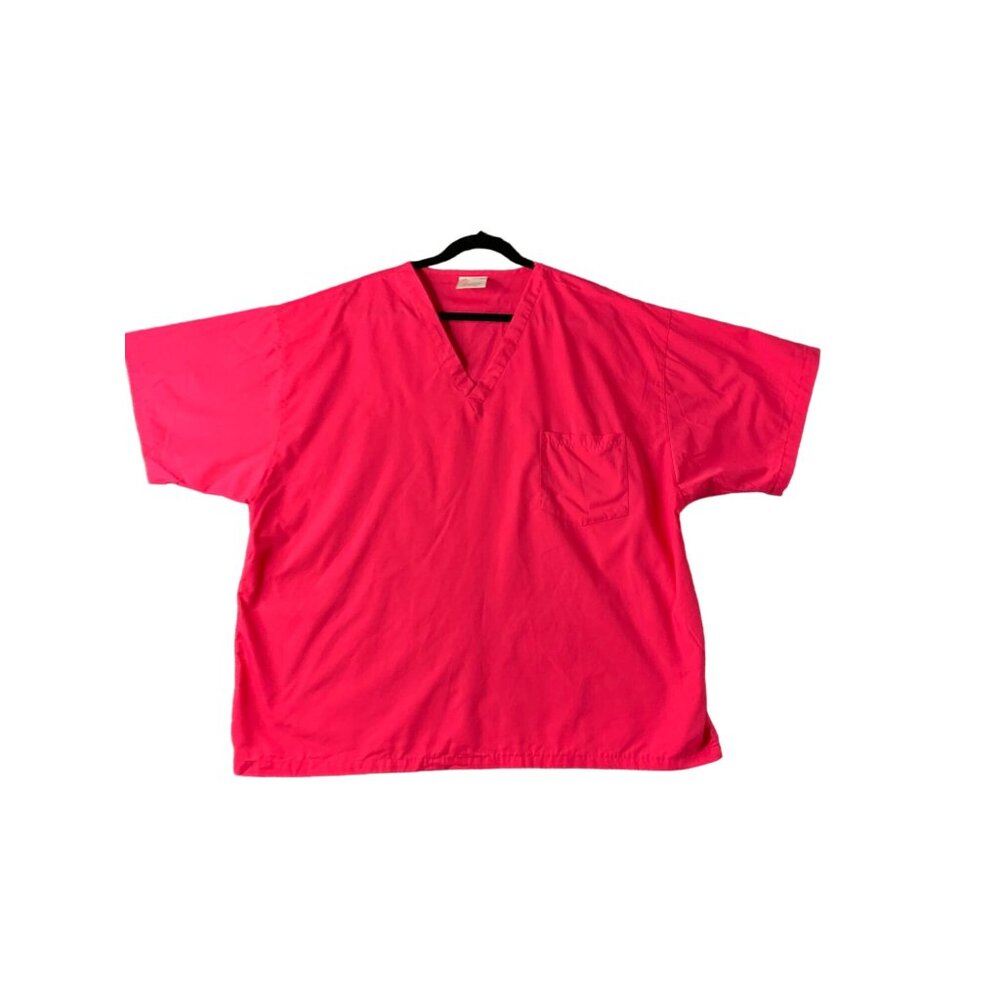 All Heart Womens Size 2xl Pink Vneck Scrub Top Shirt Short Sleeve Nurse Medical